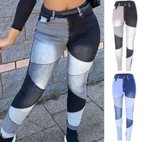 color stitching women jeans high waist zipper fly skinny denim pants 2021 autumn winter sexy workout activewear casual trousers