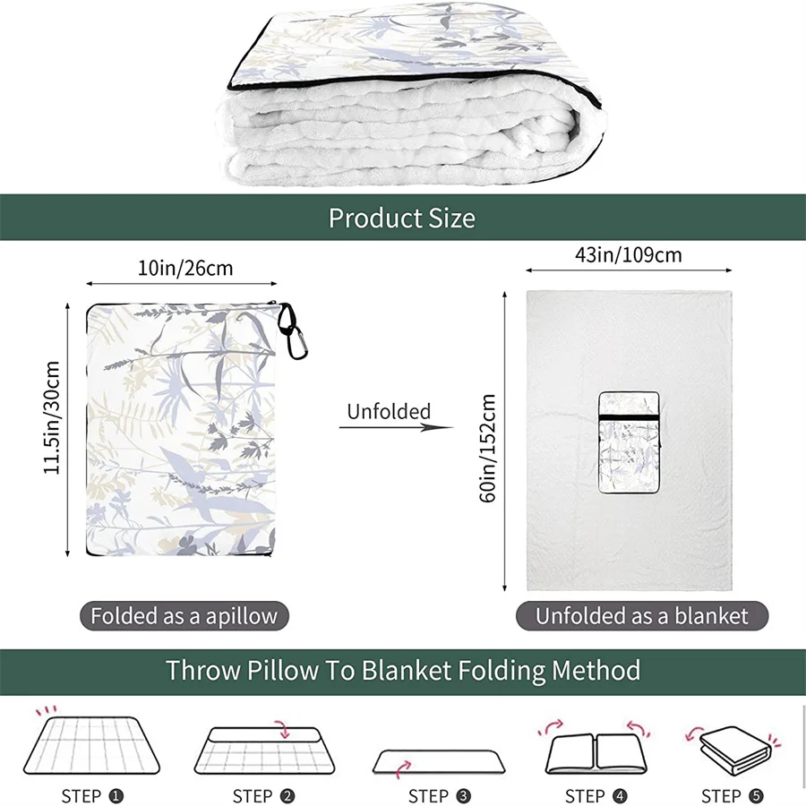 barato Flores Viagem Travesseiro Cobertor Dois-em-um Mochila Cinta E Compacto Avião Saco Cintura Suporte 60x43 Polegadas