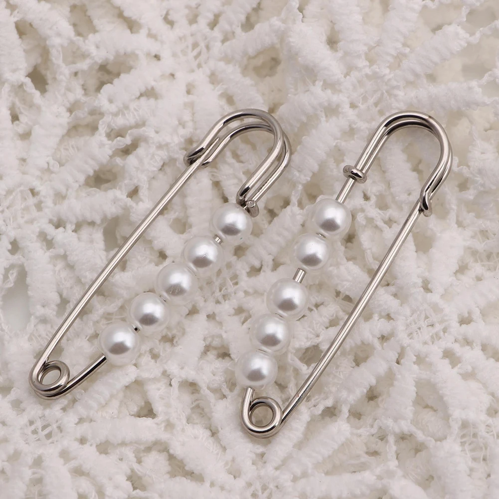 

Big Beads Simulated Pearl Brooch Dress Cardigan Clothes Safety Pin Women Rhinestone Decoration Buckle Pin Jewelry Accessories