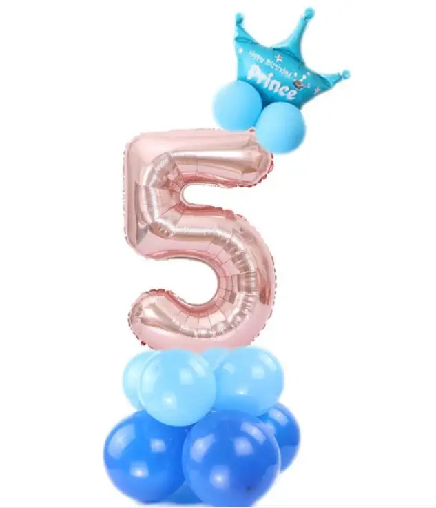 Rose gold blue 5 1 комплект 32 дюймов розовое золото номер воздушный шарик из фольги в форме цифры баллоны с гелием День рождения Свадьба Декор воздушные шары для праздника вечерние поставки - Цвет: Rose gold blue 5