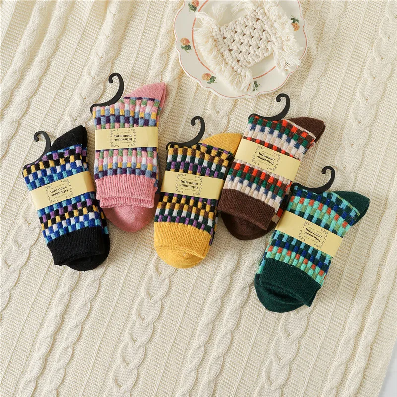 Women's Socks Winter Thick Terry Warm Women's Socks 10 Pairs Brushed Retro Female Women Crew Socks Winter Woman Socks