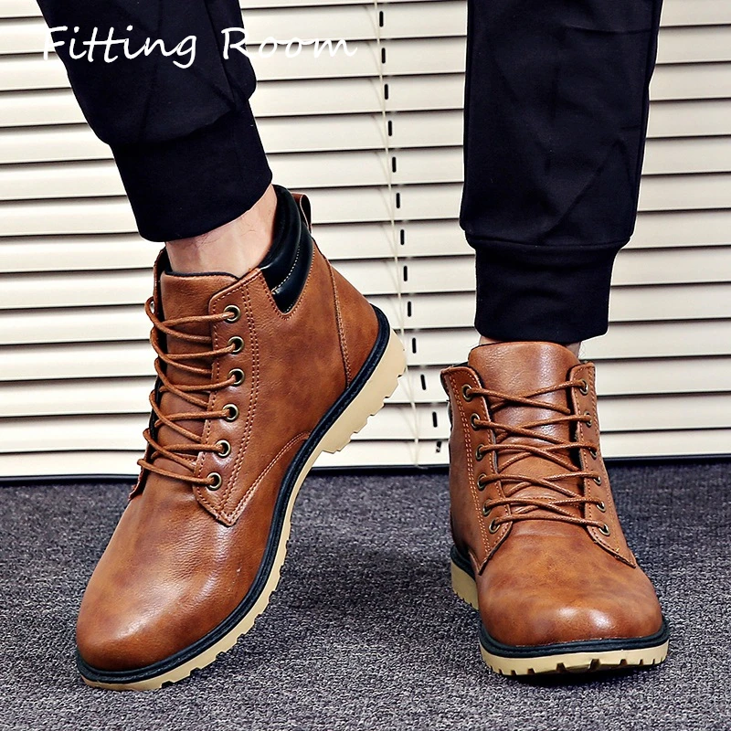 2019 г. Мужские ботинки кожаная зимняя надежная обувь на деревянной подошве