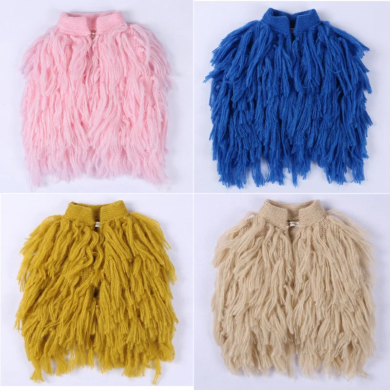 

Ins Hot Sell New Kids Girls Knitted Tassels Cardigans Vests Multi Color Princess Sweet Baby Kids Fall Winter Jackets Outwears