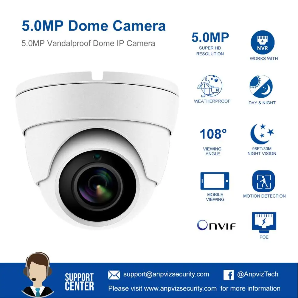 Совместимость Hikvision 5MP IP POE камера наружная/Внутренняя H.265 купольная CCTV сетевая камера широкий угол 2,8 мм 30 м ИК ONVIF