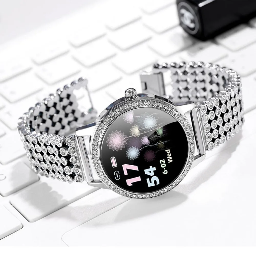 Diamond-studded Smart Watch 2021 Women Lovely LW20 Smartwatch IP68 Waterproof Bracelet Heart Rate Steel Watches Gift For Lover