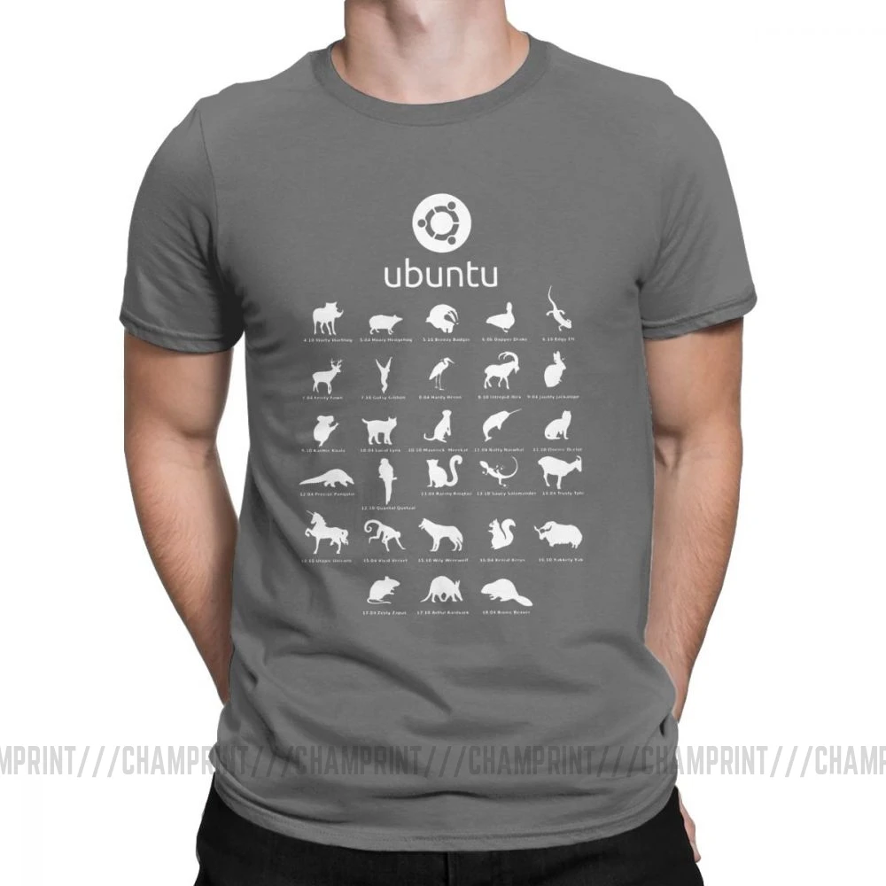 Забавные футболки Ubuntu Linux для мужчин, хлопковая Футболка с вырезом лодочкой, Distro Linux Debian, футболки с коротким рукавом, одежда с принтом - Цвет: Темно-серый