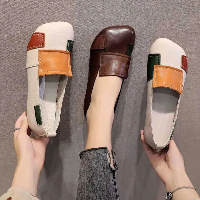 

Tilocow Autumn Genuine Leather Shallow Women's Pumps For Slip On Casual Shoes Woman Retro Hoof Heels Female Round Toe Footwear