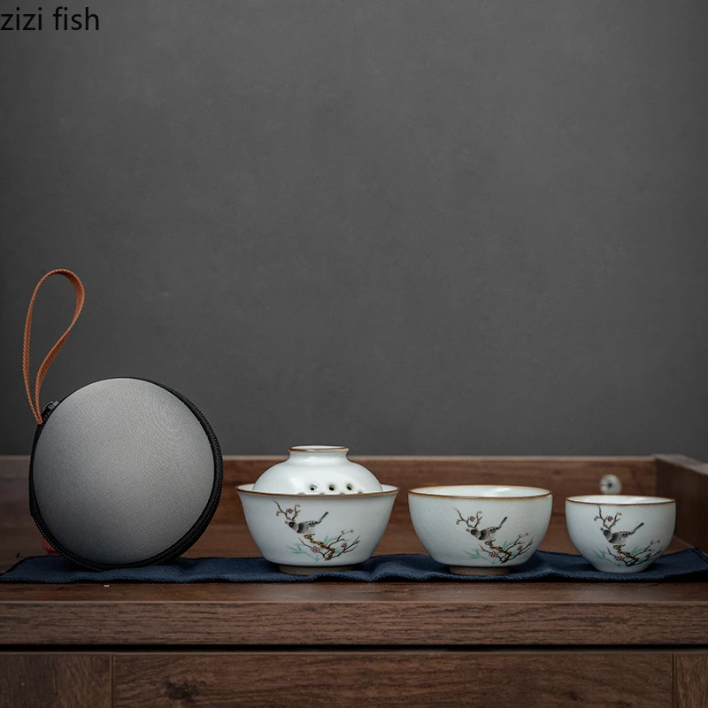 Креативная керамическая чайная чашка с цветами и птицами простой портативный
