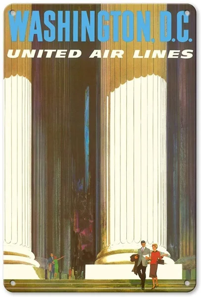 

Washington D.c. United Air Lines Tin Sign art wall decoration,vintage aluminum retro metal sign,iron painting