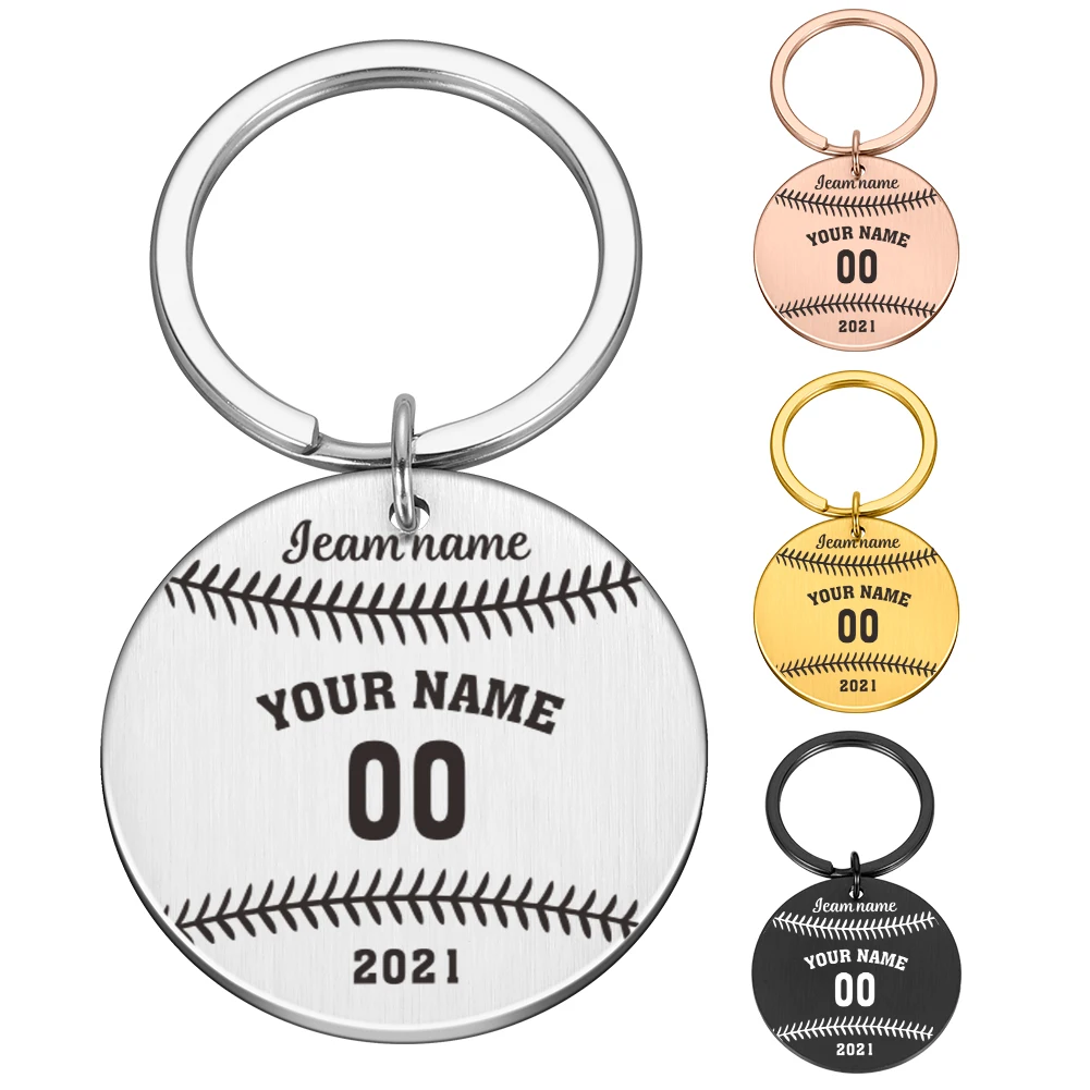 Personalized Keychain Baseball Team Surrounding Custom Name Number Gift To Boyfriend Bestfriend Birthday Meaningful Gift Keyring