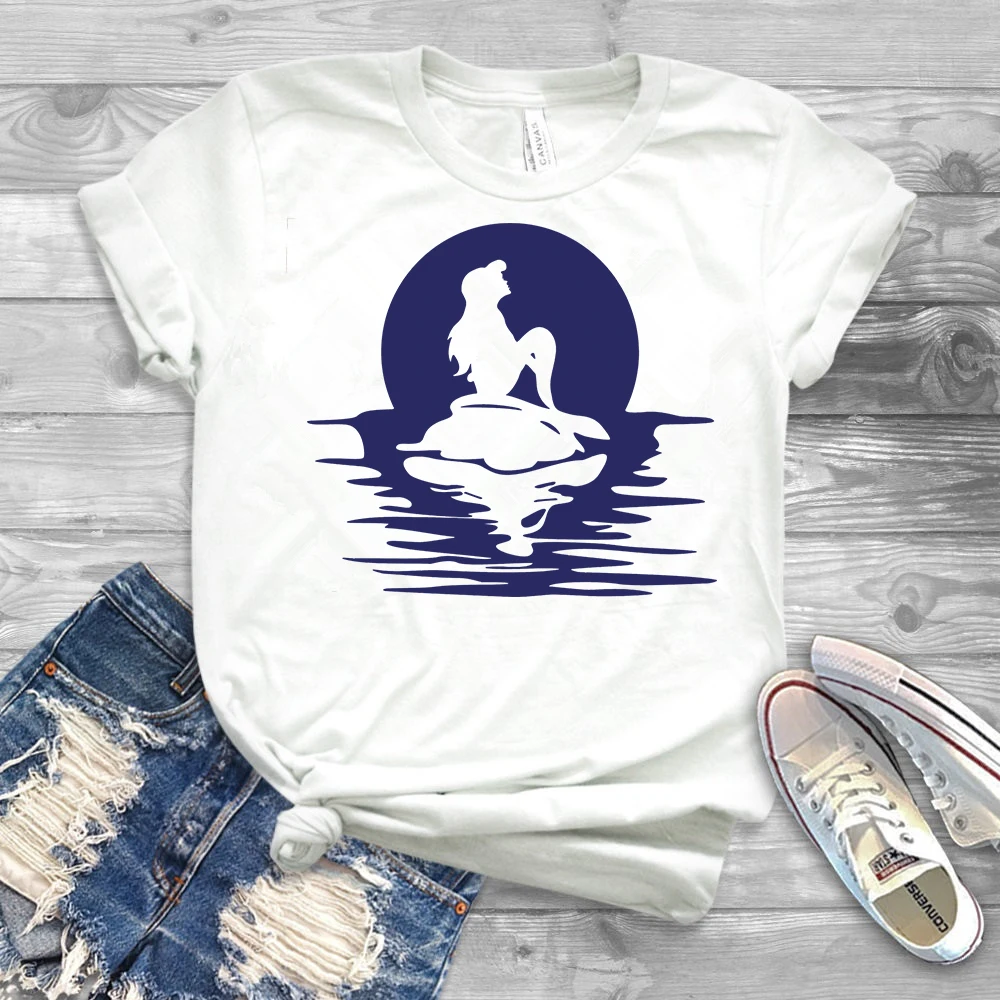 2019 Для женщин с рисунком маленькая русалочка футболка Ариэль милой русалкой