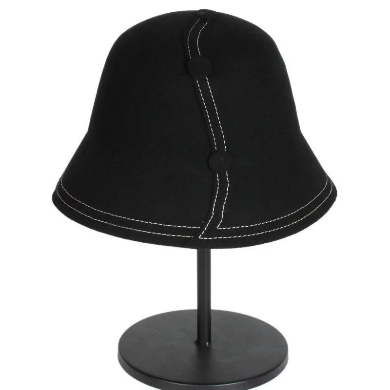 

High Quality fashion Lady 100% wool felt hat Women Winter Vintage wide brim Bucket hats Wholesale