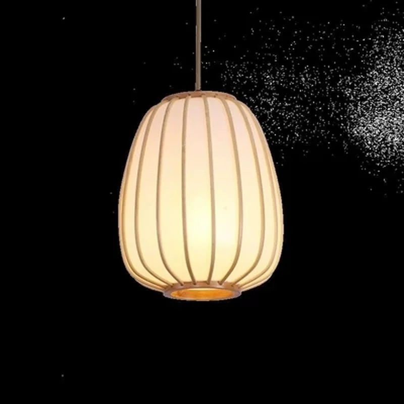 Бамбуковая плетеная Подвесная лампа из ротанга с волнистым абажуром винтажный