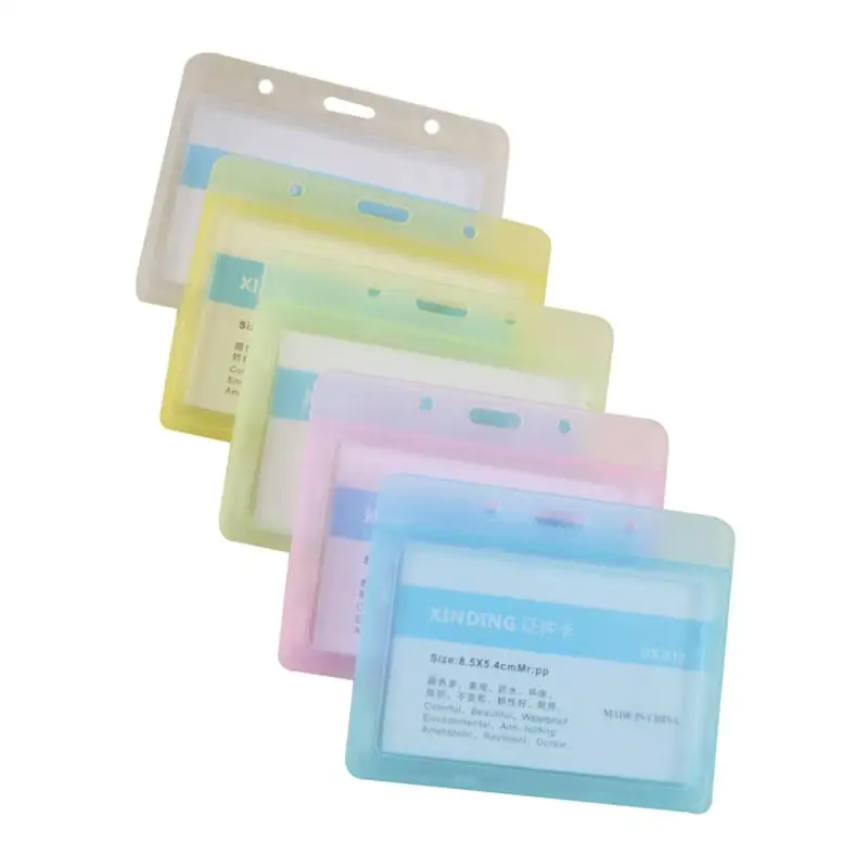

5Pcs Horizontal ID Holder Frosted Color Hard Plastic Badges Passport Work Permit Name Tag Employee Badge Holder