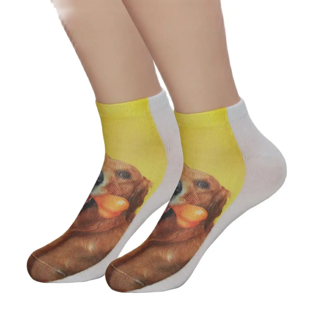 Лидер продаж милые забавные носки с 3D принтом женские низким вырезом