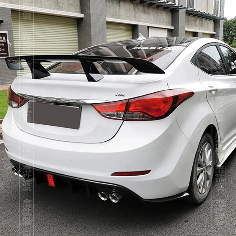 

FOR GT Universal Spoiler Accessories Hyundai Elantra Sedan CAR Trunk ABS Plastic Rear Lip Tail Wing Black Body Kit 2006-2021