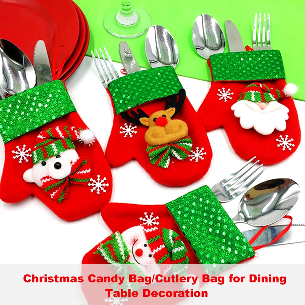 Рождественский Декор сумка для конфет тканевая кукла с блестками посуды форма
