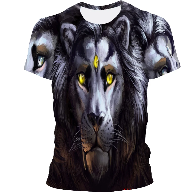 

2021 New Animal 3D Lion King T-Shirt Men's Summer 3D Printing Short Sleeve Round Neck Fashion Casual Loose Breathable Top