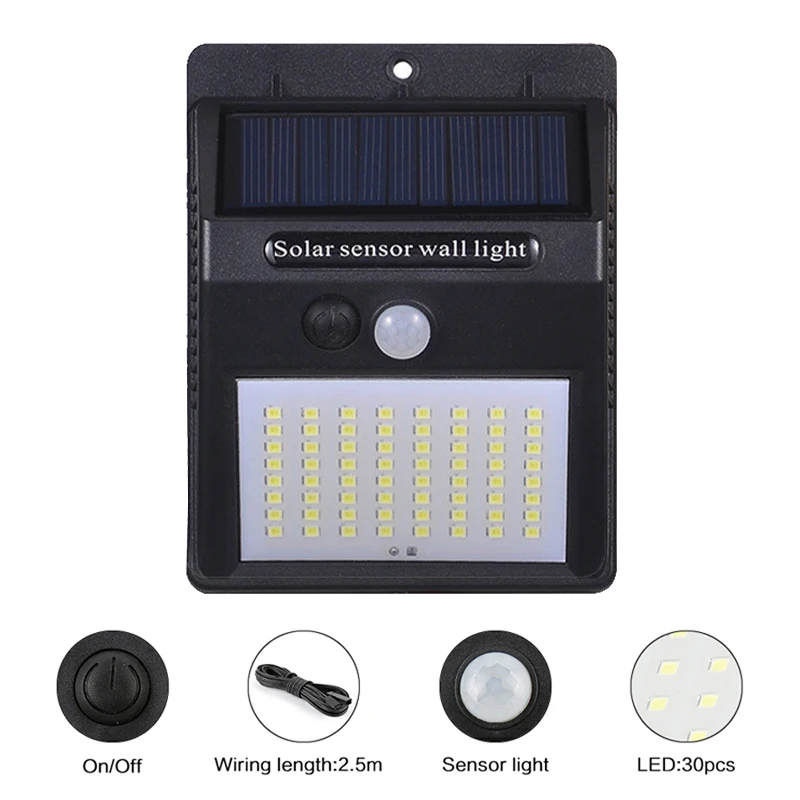 A2 PIR датчик движения Солнечная лампа фонарь 64LED 1200mA Солнечная энергия настенный светильник Открытый водонепроницаемый сад отдельные солнечные панели