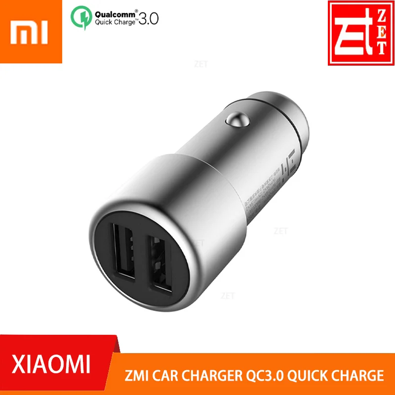 Оригинальное автомобильное зарядное устройство Xiaomi ZMI QC3.0 быстрое с двумя USB