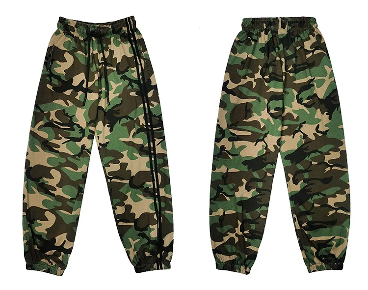 

QING MO Fashion Summer Women Camouflage Pants 2021 Drawstring Full Length Pants Casual Straight Women Trousers Plus Size QYF280A