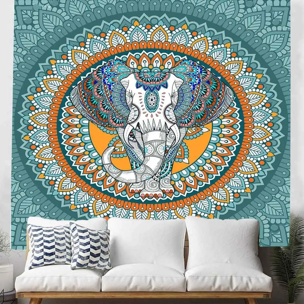 Богемный гобелен-Мандала с изображением слона гобелены для Спальня Гостиная |