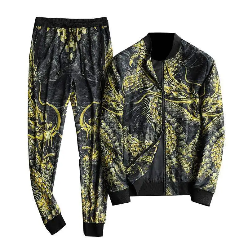 

Комплект мужской спортивной одежды, топ и штаны, тренировочная Мужская одежда, брендовая одежда для бега, цвет черный/золотой, большие разме...