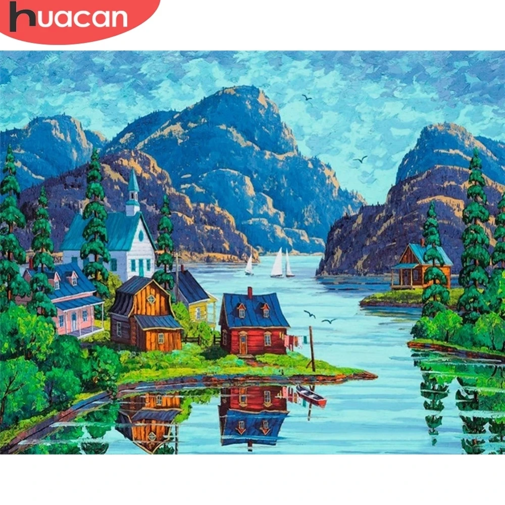 

HUACAN Pictures By Number Mountain Scenery Drawing On Canvas HandPainted Kits Home Decor Painting By Numbers House Art DIY Gift