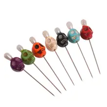 7pcs Skull Head Pattern Pins Evil Voodoo Curse Needles Witch Cosplay Accessory