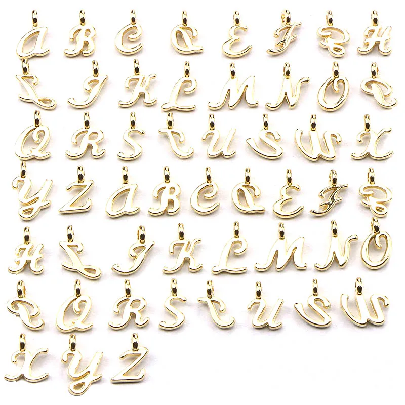 

52pcs Random Mixed Shape Ancient Letters Charms Gold 26 Letter Pendants For DIY Necklace Keychain Jewelry Gifts Making Tools