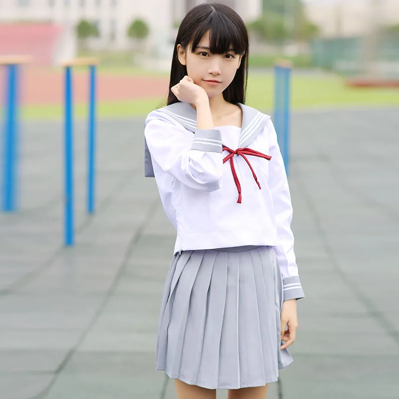 

Japanese Navy sailor suit long-sleeved wind orthodox students loaded class service uniforms jk uniforms pleated skirt suit