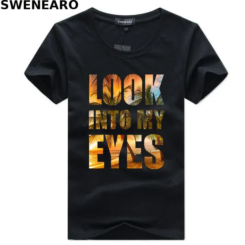 

SWENEARO new summer 2021 LOOK printed T-shirt men's casual O-neck short-sleeved brand T-shirt men's breathable T-shirt men
