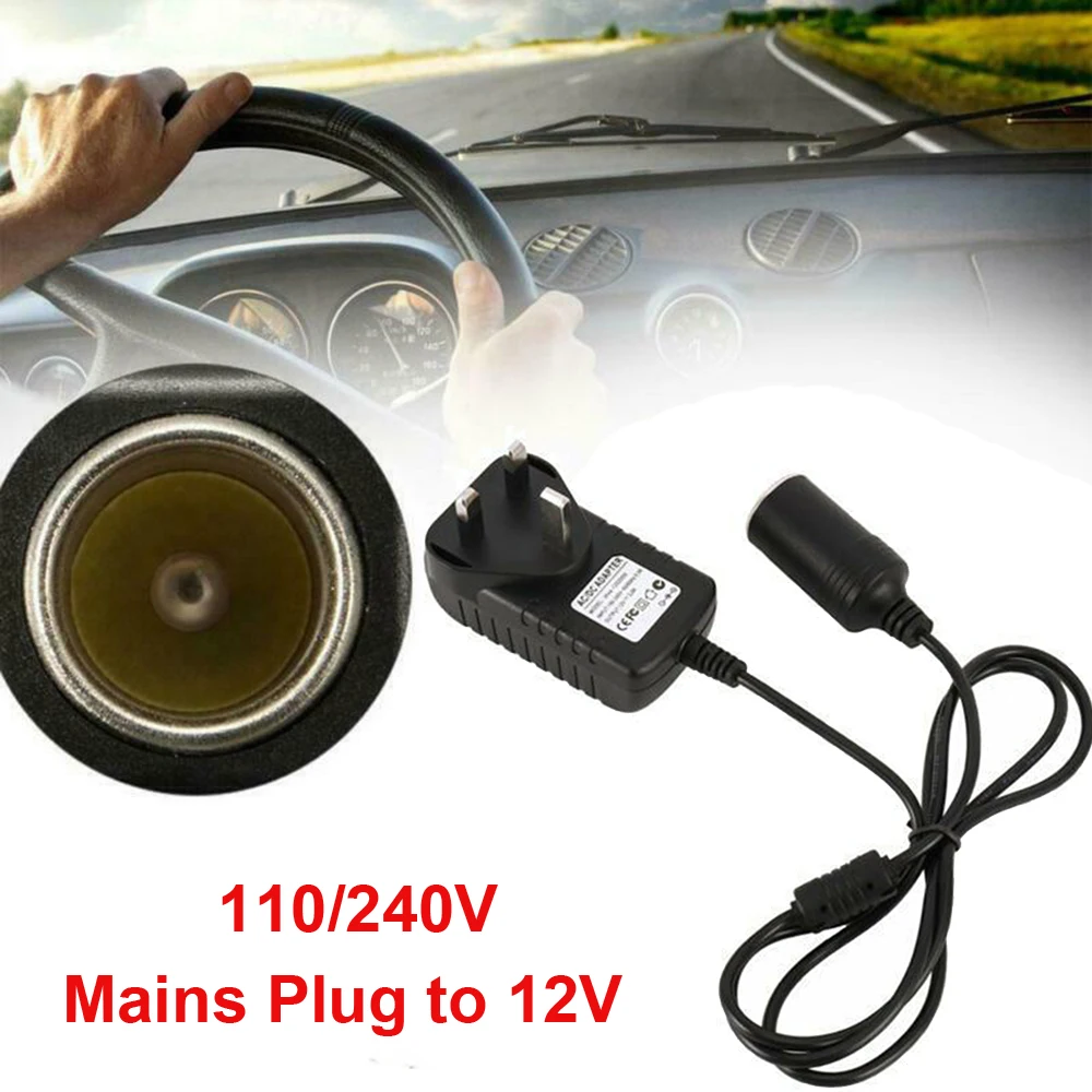 

2A/1A/3A/600mA UK 240V Mains Plug to 12V Socket Adapter Car Cigarette Lighter Power Converter Socket Outlet Accessories