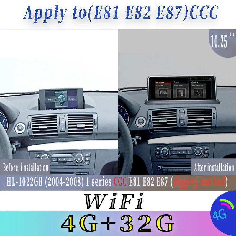 

Автомобильный мультимедийный плеер Idrive Carplay, стерео-проигрыватель на Android 10, с GPS Навигатором, для 1 серии E87, E81, E82, CCC, 2004-2008