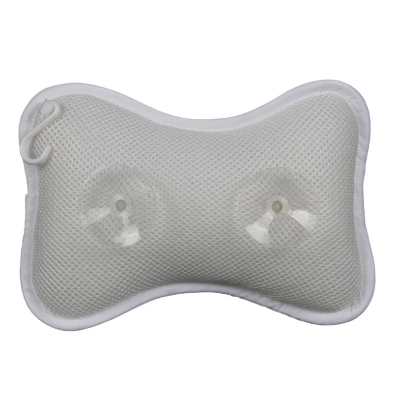 

CXD-Bath Pillow With 2 Non-Slip Suction Cups 3D Bone Shape Air Mesh Bathtub Spa Pillow Head & Shoulder Support Relaxing