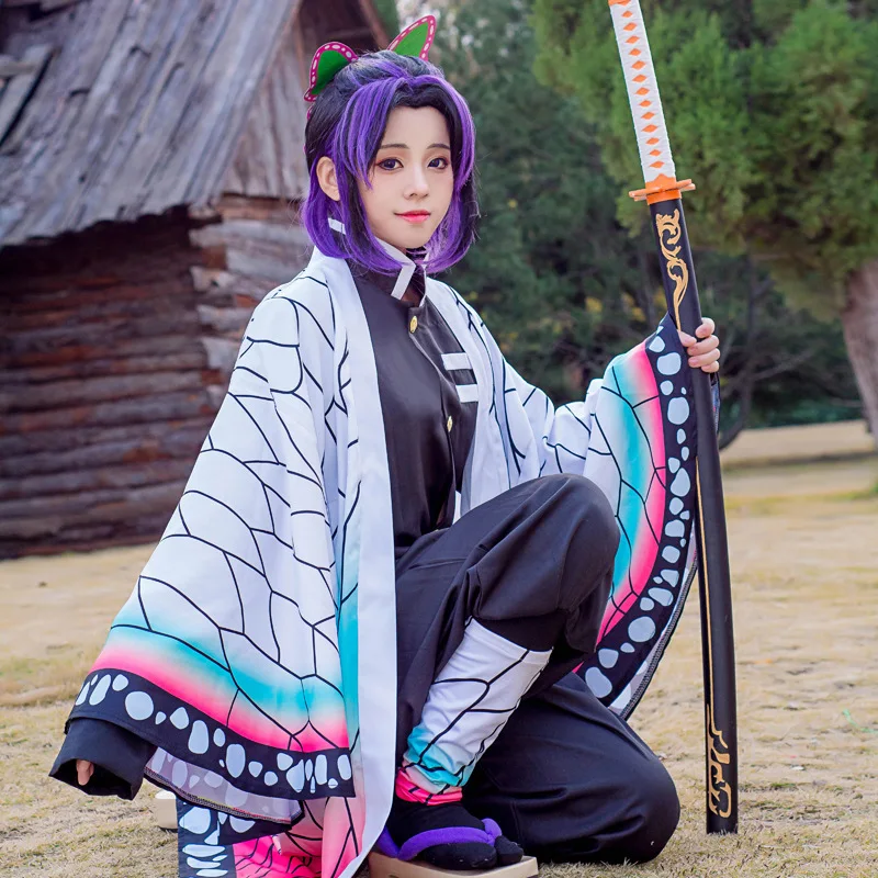 

HOT Devil's Blade Anime Demon Slayer Cosplay Costume Kimetsu No Yaiba Kochou Shinobu Cos Women Clothes Kimono Uniform Cloak