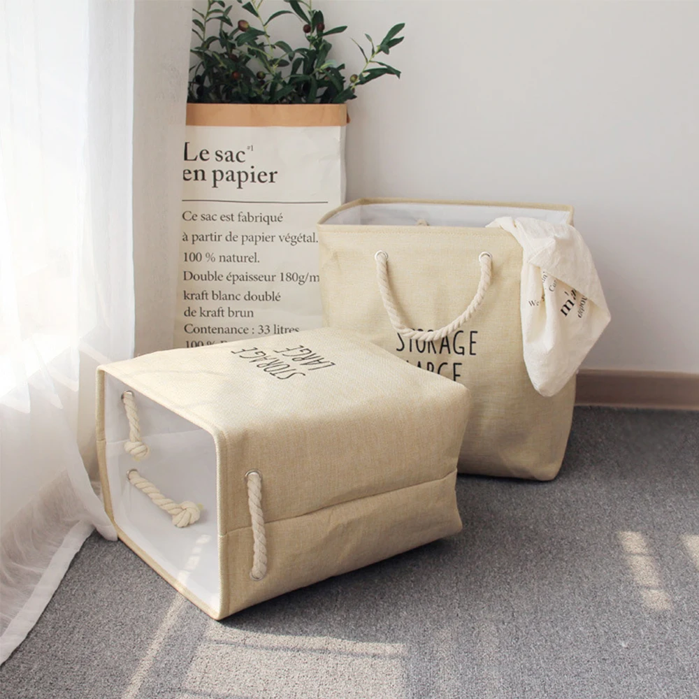 Хлопковая льняная корзина для белья и грязной одежды складная грязного с ручками