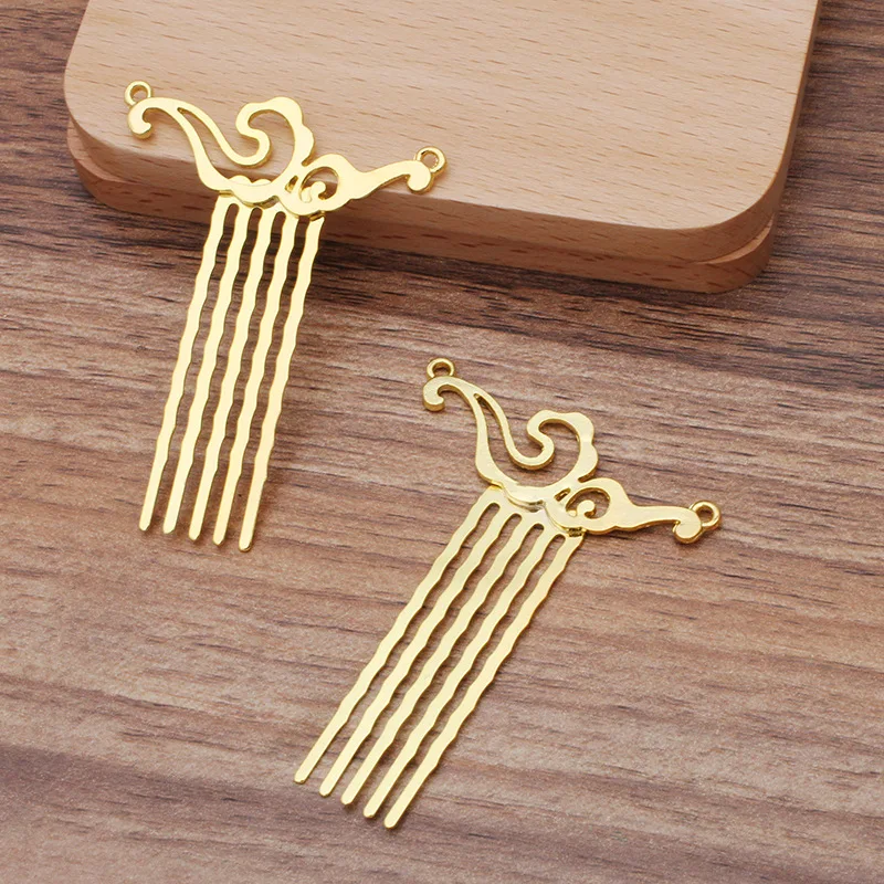 Гребни для волос Металлические золотистые/серебристые 10 шт. 50*15 мм | Украшения и