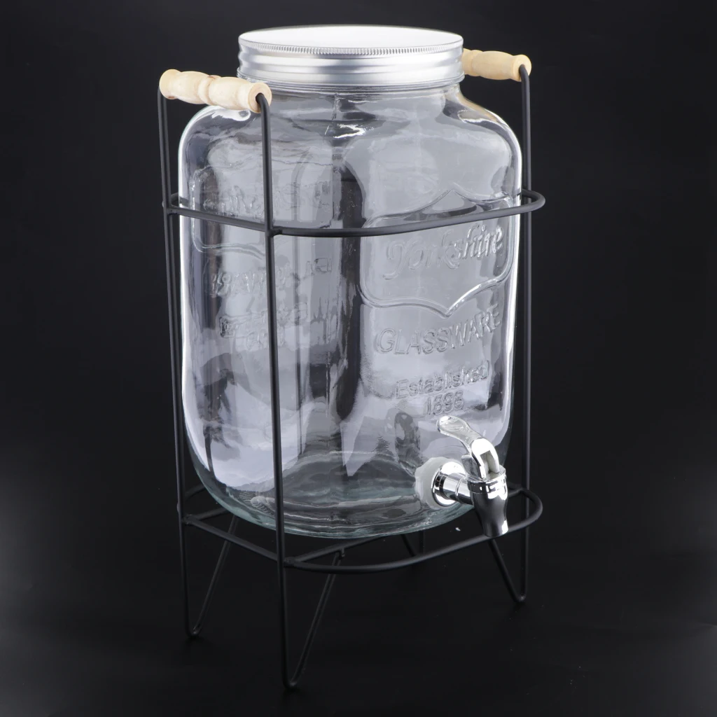 

Glass Beverage Dispenser With Stand & Leak Free Spigot Enzyme Barrels