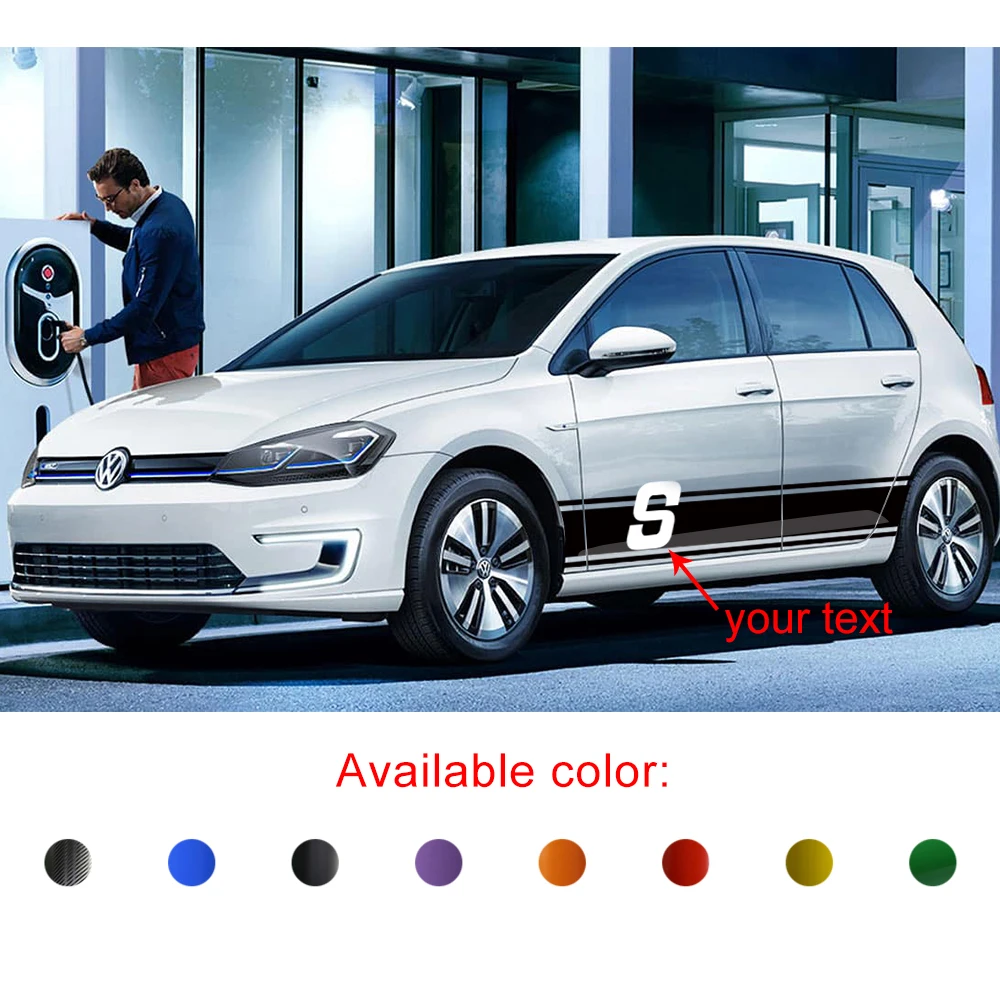 

Car Decals Fit For VOLKSWAGEN GOLF 4 5 6 7 TSI TCR Side Door Stripe S Styling Racing Vinyl Graphic Cool Car Stickers Accessories