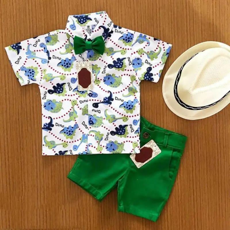 

2PCS Toddler Kid Baby Boy Shirt Tops Pants Shorts Beach Clothes Outfit Summer Casual Set