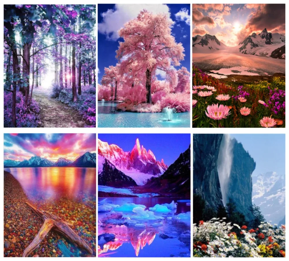 Алмазная 5D Вышивка сделай сам пейзаж лес цветной гриб дом алмазная живопись