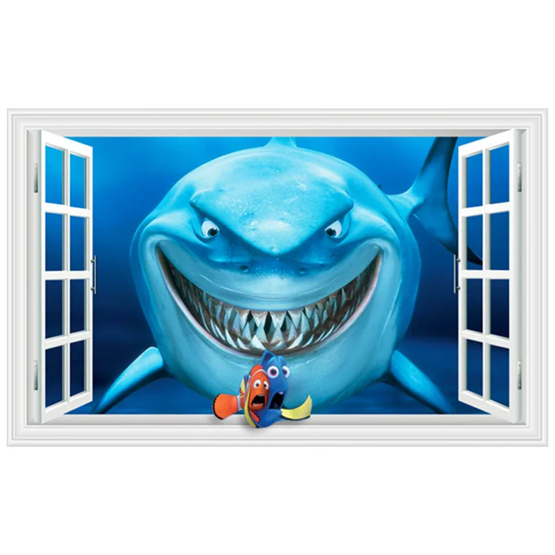 Наклейки на стену по мотивам фильма Немо мир морского берега рыба черепаха Акула