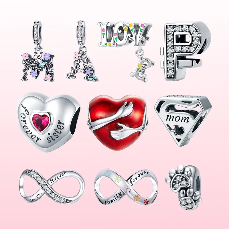 

Женский браслет из серебра 925 пробы, с буквами и цветами