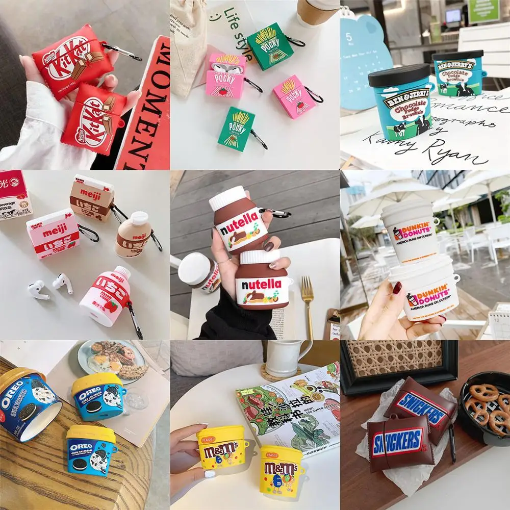 

3D Chocolate Ice Cream Food Silicone Case for AirPods Pro 2 1 Protective Earphone Charging Box Cover for AirPods