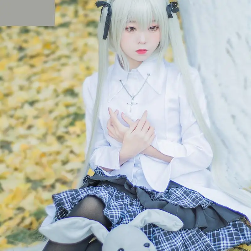 

Lady Cosplay Sailor Dress Stage Cos Set Long Sleeve School Uniform White Plaid Skirt Uniformes Japonais Korean Costumes For Girl