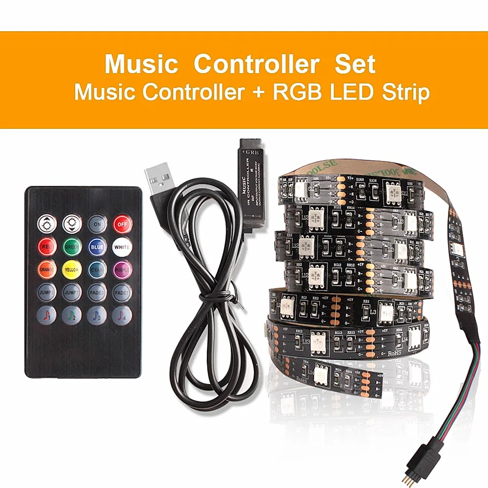 20Keys Music Set Светодиодная подсветка под шкаф Гибкая неоновая Диодная Лента USB полоса светильник s luces светодиодный светильник для спальни шкаф кухонный светильник ing lamparas - Цвет: 20Keys Music Set