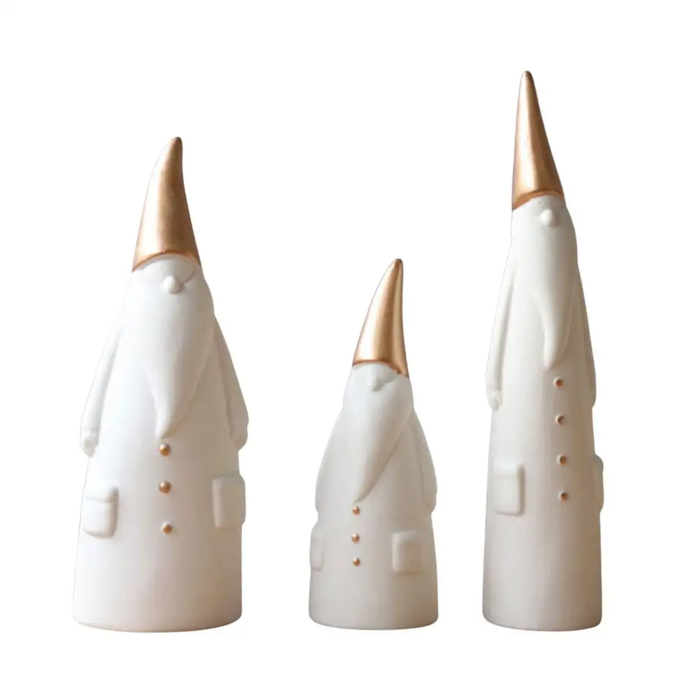 

Ceramic Santa Claus Figurine Christmas Ornaments Set 3Pcs White Standing Father Christmas Figure in Different Size Nordic Min
