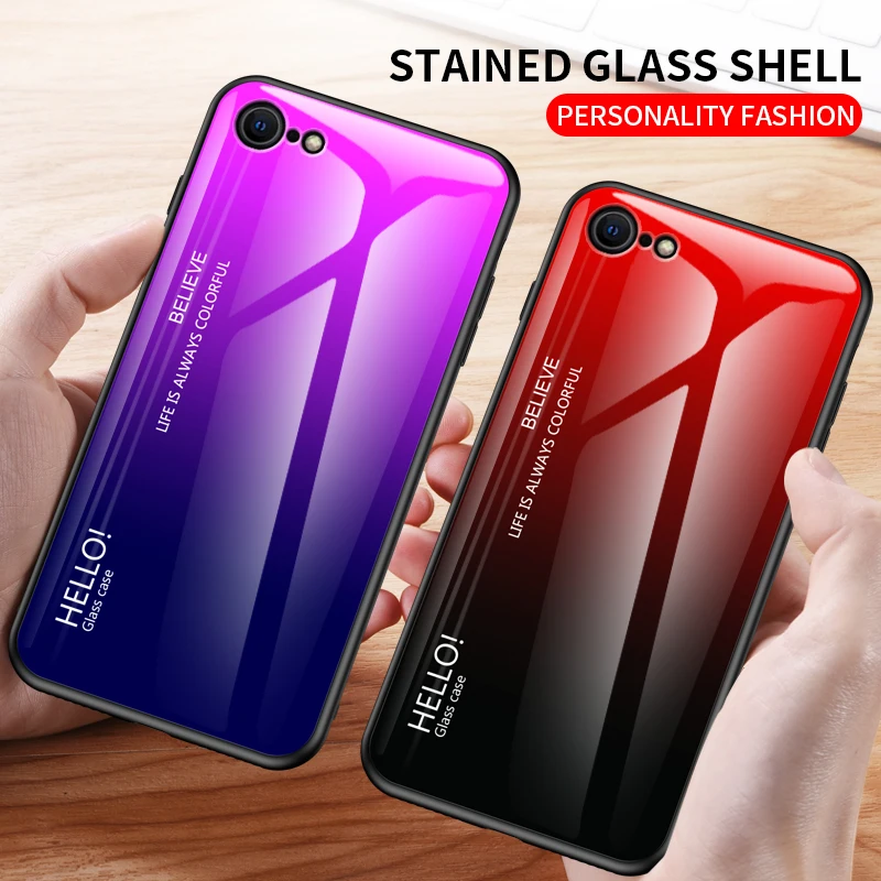 Чехол для Apple iphone Se 2020 роскошный чехол из твердого закаленного стекла градиентная