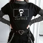 Футболка женскаямужская хлопковая с графическим принтом, топ в японском стиле Харадзюку, ююютсу, кайзен, годжо, лето